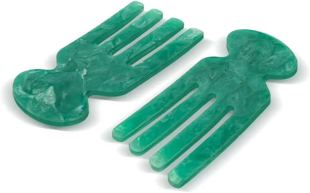 Folkulture Resin Salad Hands, Aqua Teal