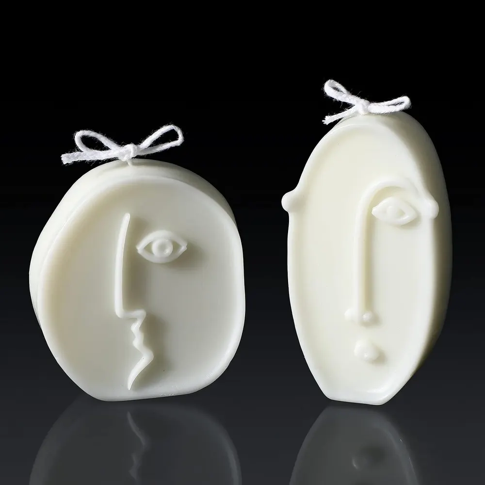 Roowest Weird Face Geometric Candles, 2-Pc Set