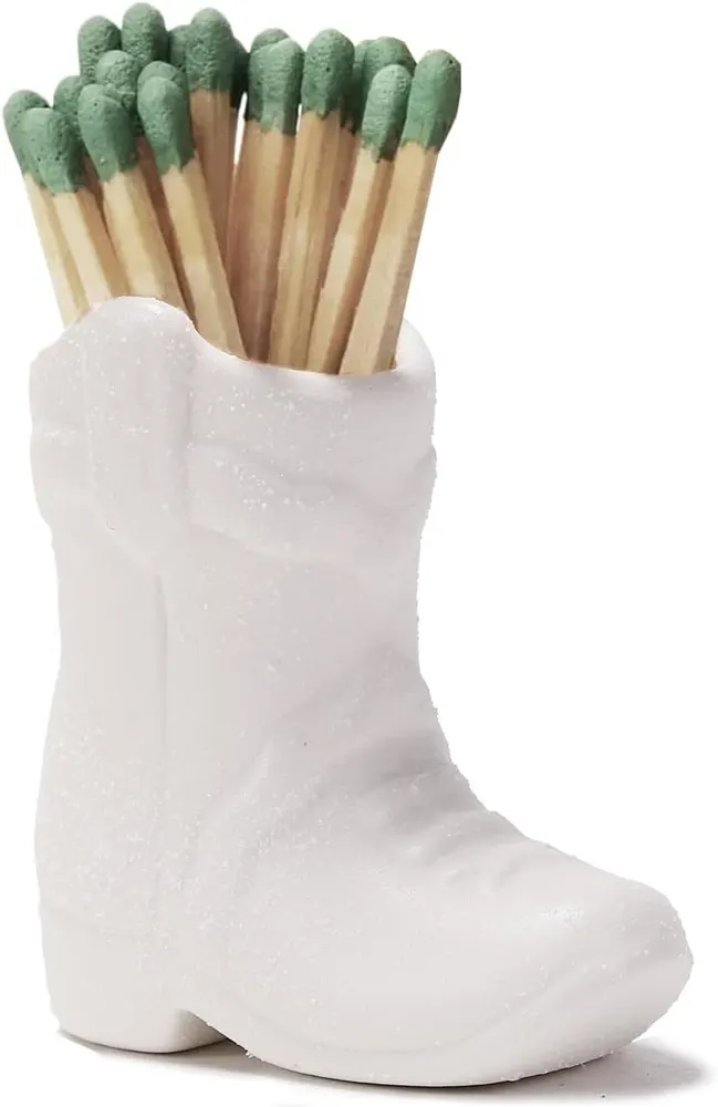 Cowboy Boot Match Holder with Striker (Ceramic)