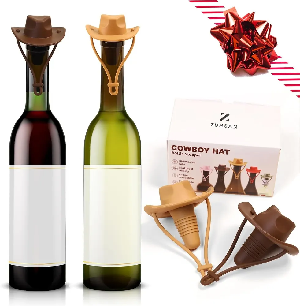 Silicone Cowboy Hat Wine Stoppers, Set of 2