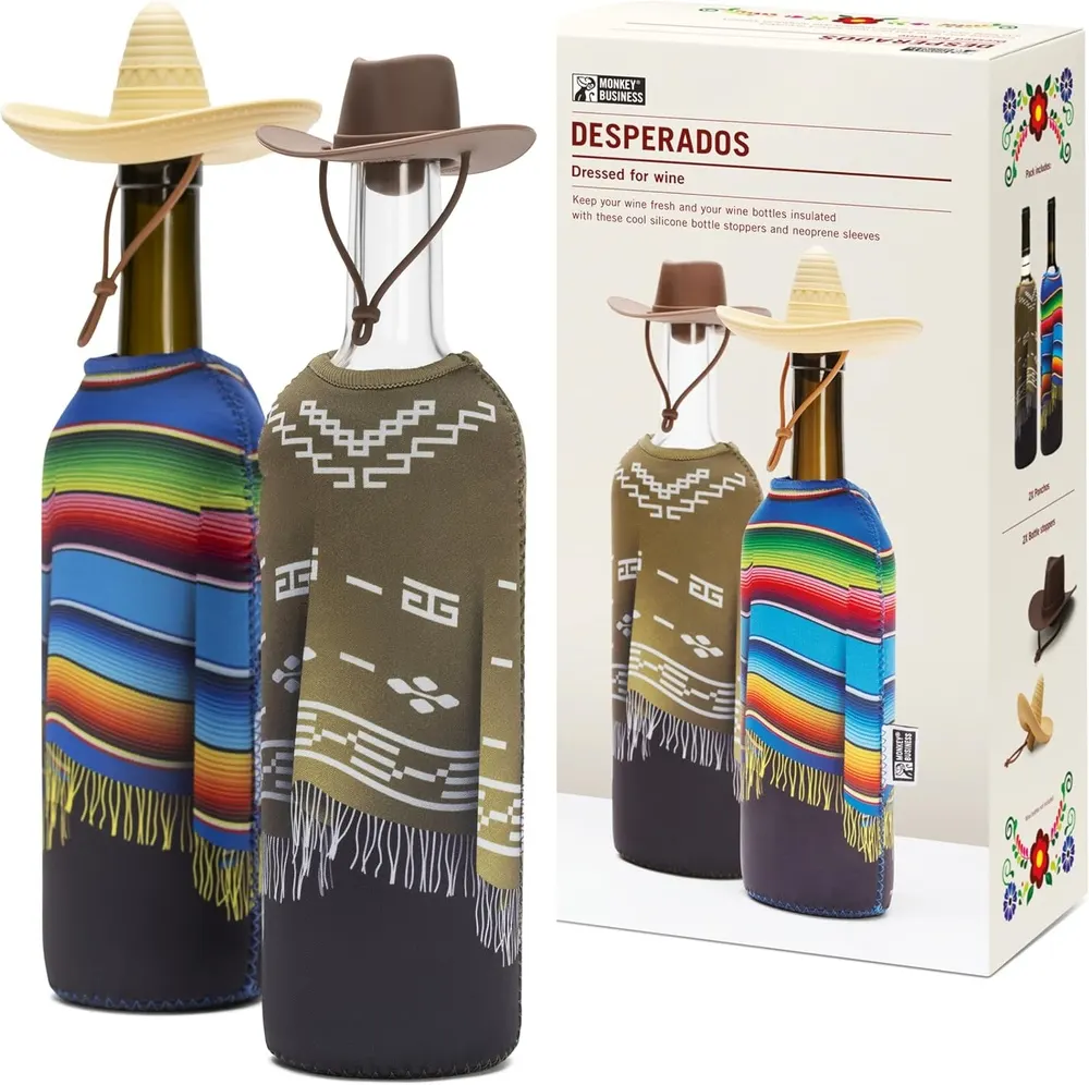 Monkey Business Wine Lovers Gift Box (Poncho Covers + Stoppers)