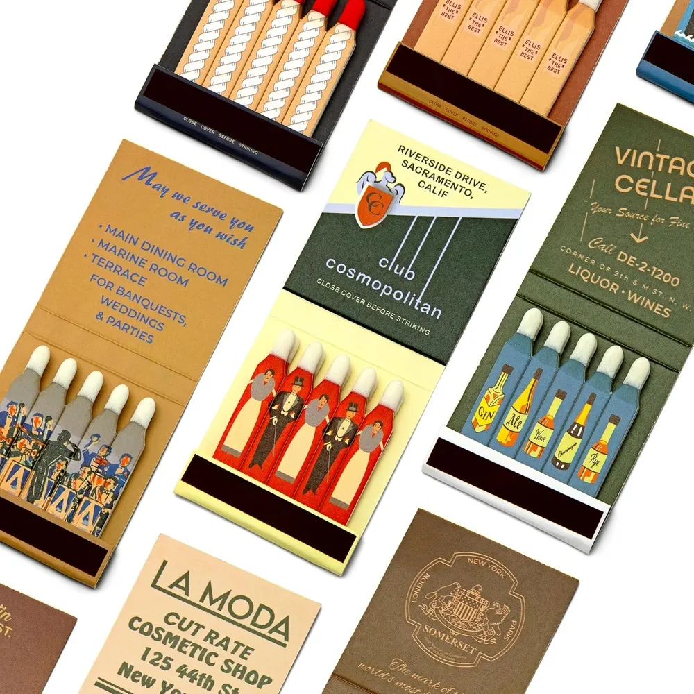 Set of 10 Vintage-Style Matchbooks