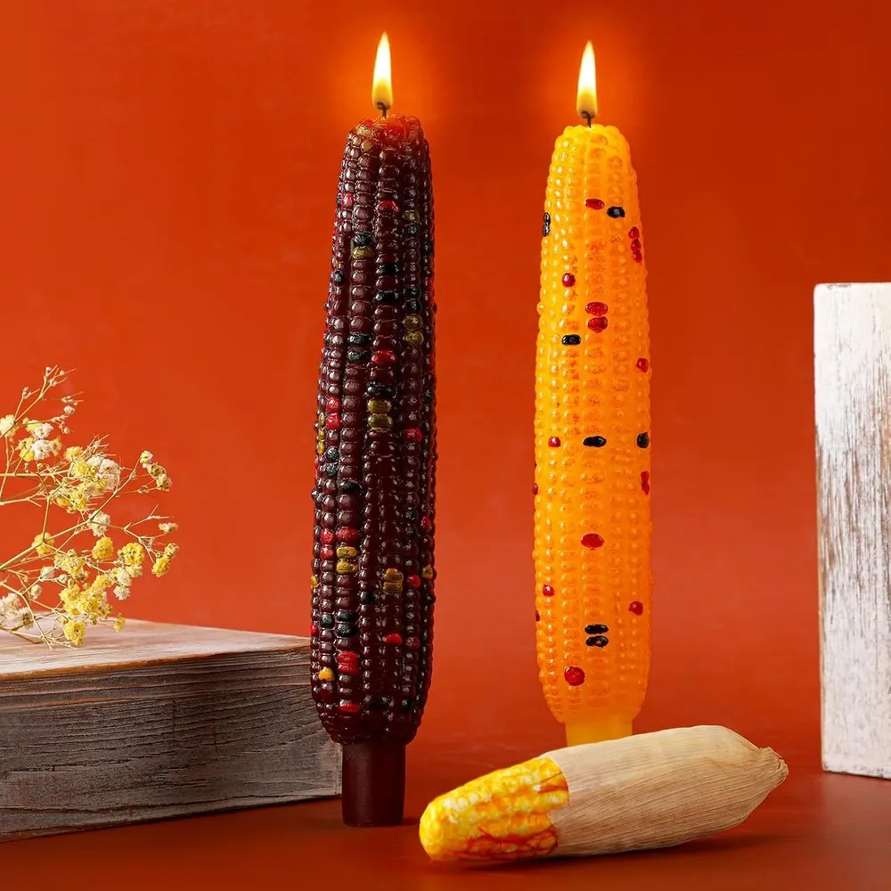 Conelist Corn Cob Taper Candles, 2-Pack