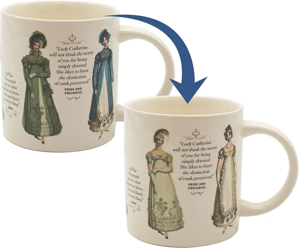 The Unemployed Philosophers Guild Jane Austen Finery Color Changing Mug