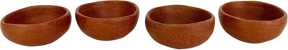 The Curated Pantry Red Clay Mezcal Copitas, Pack of 4 (Wide Mouth, Shallow)