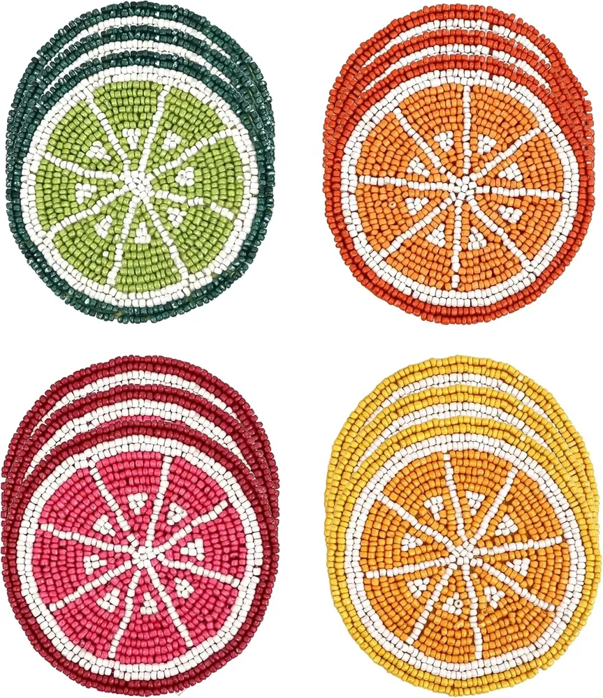 Glass Beads Coasters, 12-Piece Set