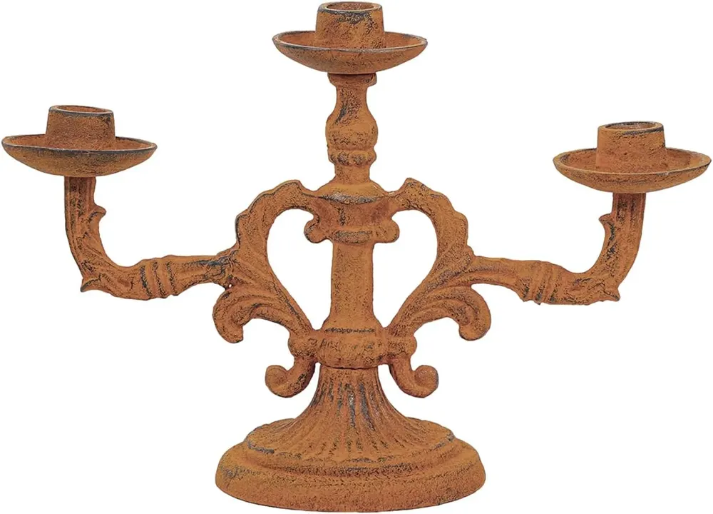 Sungmor Vintage 3-Arm Cast Iron Candelabra
