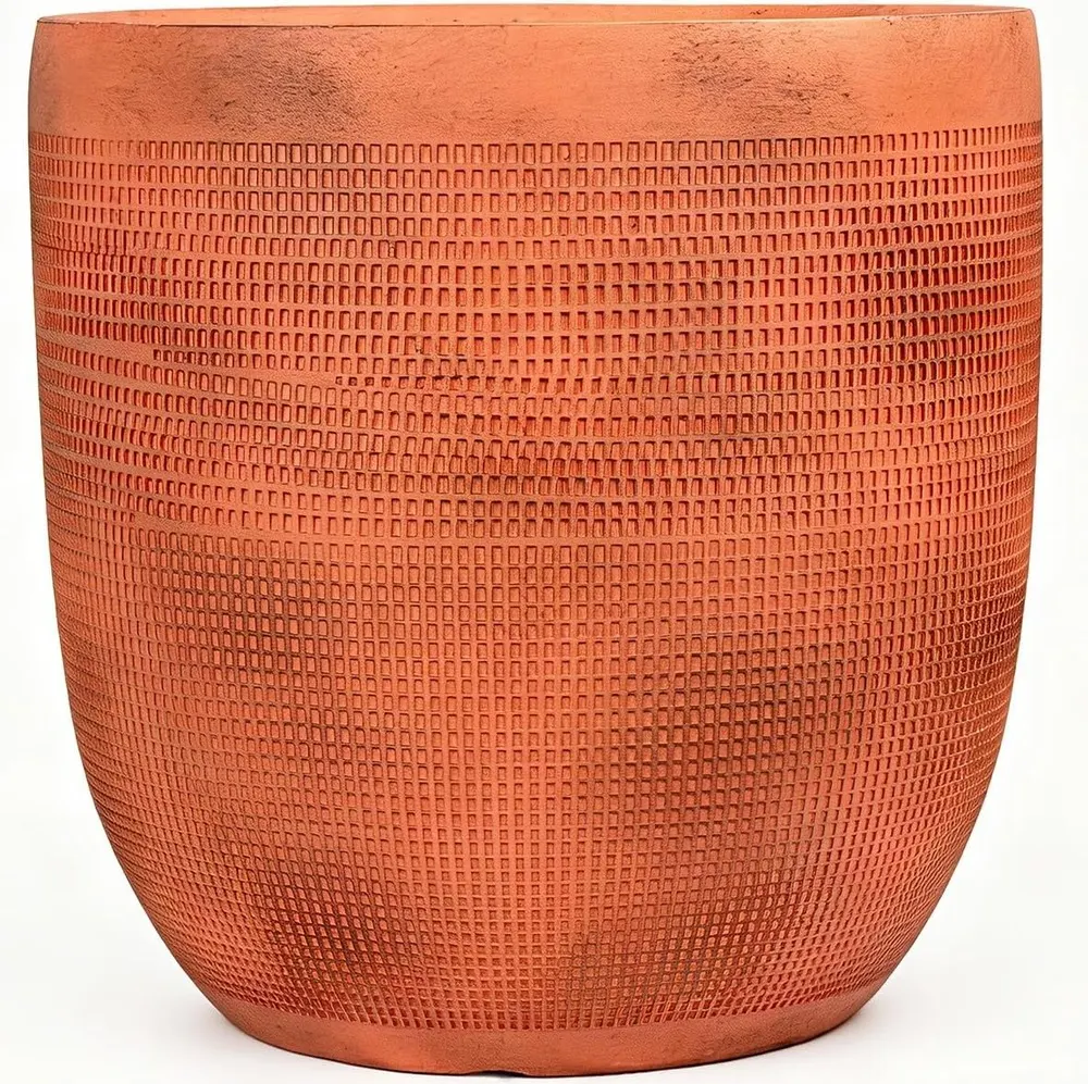 12 Inch Round Terracotta Planter Pot, Distressed Finish
