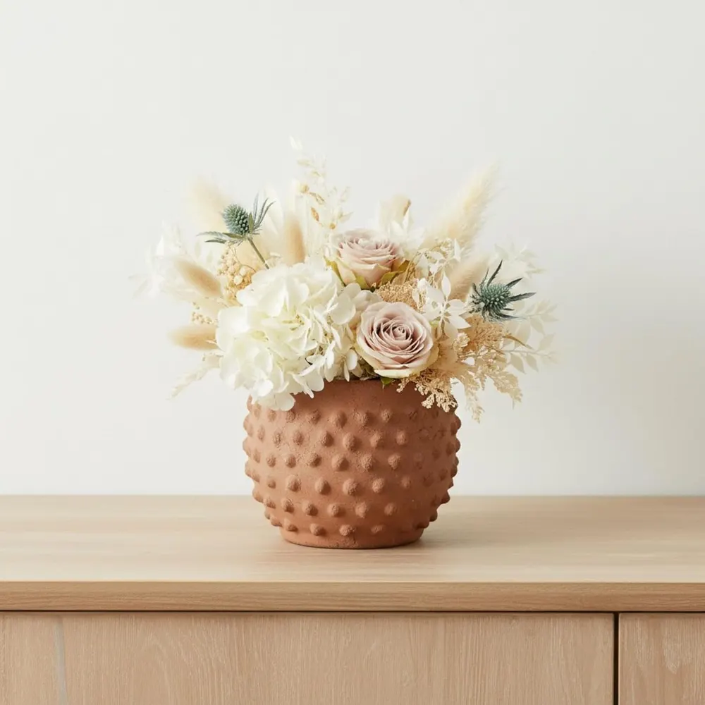 Garden Pottery Flower Pot with Bubble Texture
